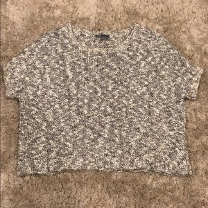 Vince.  Linen Blend Short Sleeve Cropped Sweater
